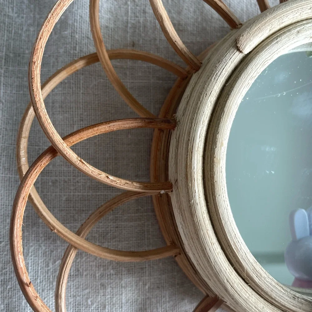 Wooden mirror Miffy Boris flower Handmade Japanese Korean Natural decor